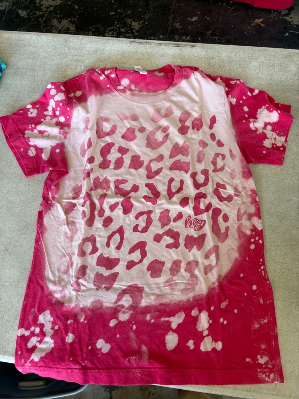 Pink Bleach Leopard Print Tee